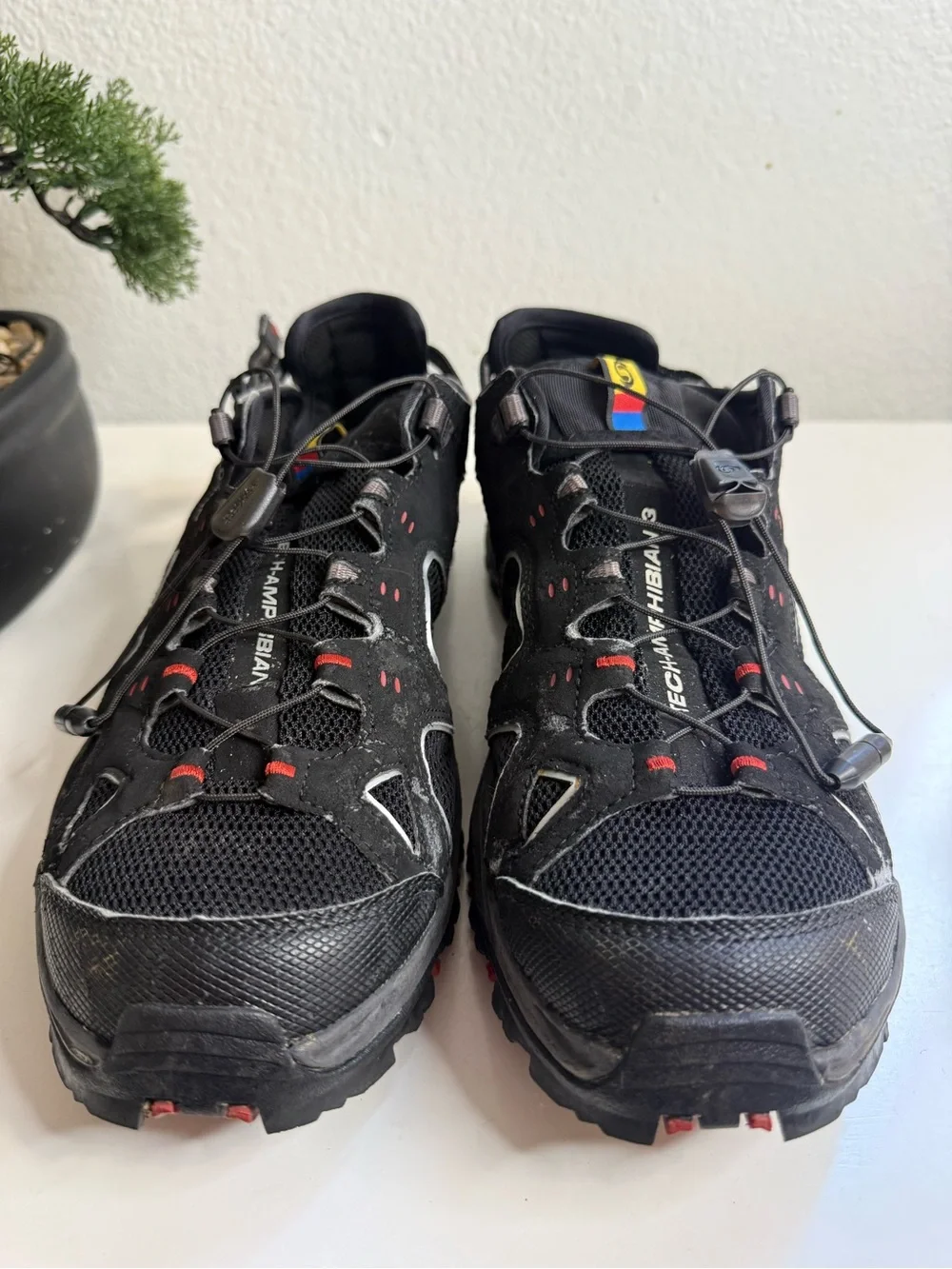 Salomon Techamphibian 3  men size 10 Black Sandal with Red and Yellow Detail